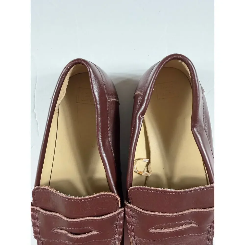 Janie and Jack Leather Penny Loafers Burgundy Brown Dress Shoes Size 3 big kid